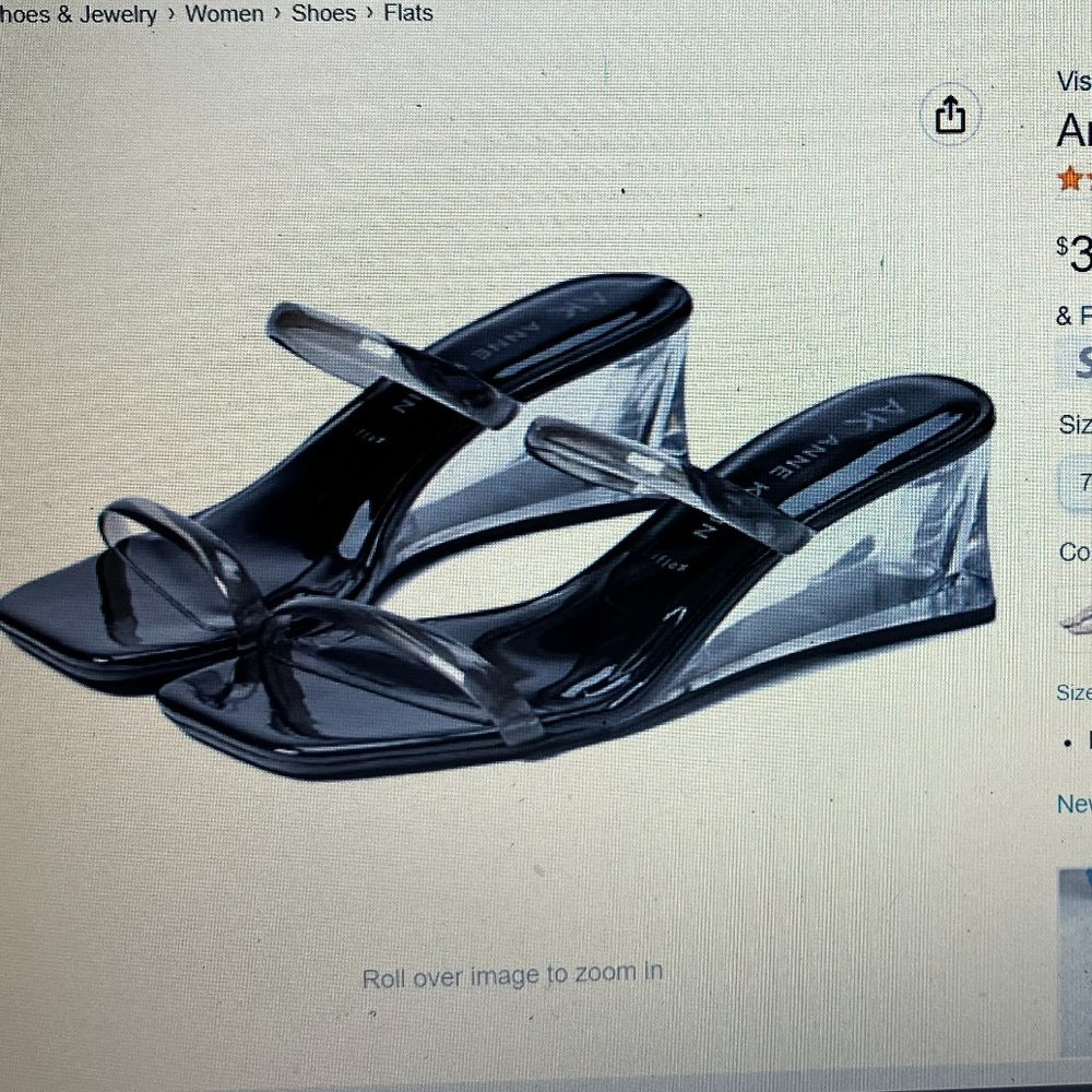 Anne Klein "Wanita" Smoke strap Translucent ice wedge  slip ons  7 1/2 NWT